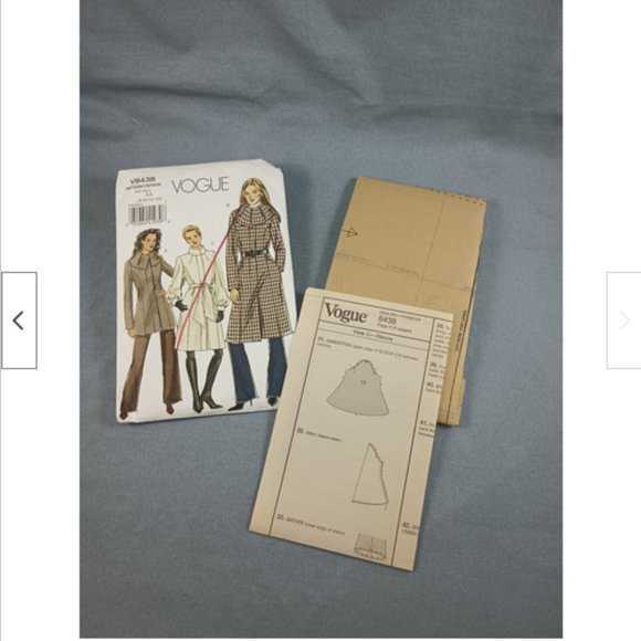 Vogue Pattern V8438 Princess Coat Sash Cuff Ruffled or Standing Collar Sz 6-12 - Picture 2 of 3